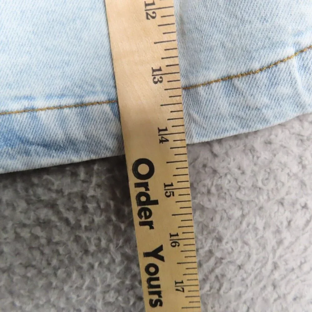 Y2K Cutout Waist Denim‎ Mini Skirt Light Wash High Waist Trendy We Wore What XL - Picture 9 of 10